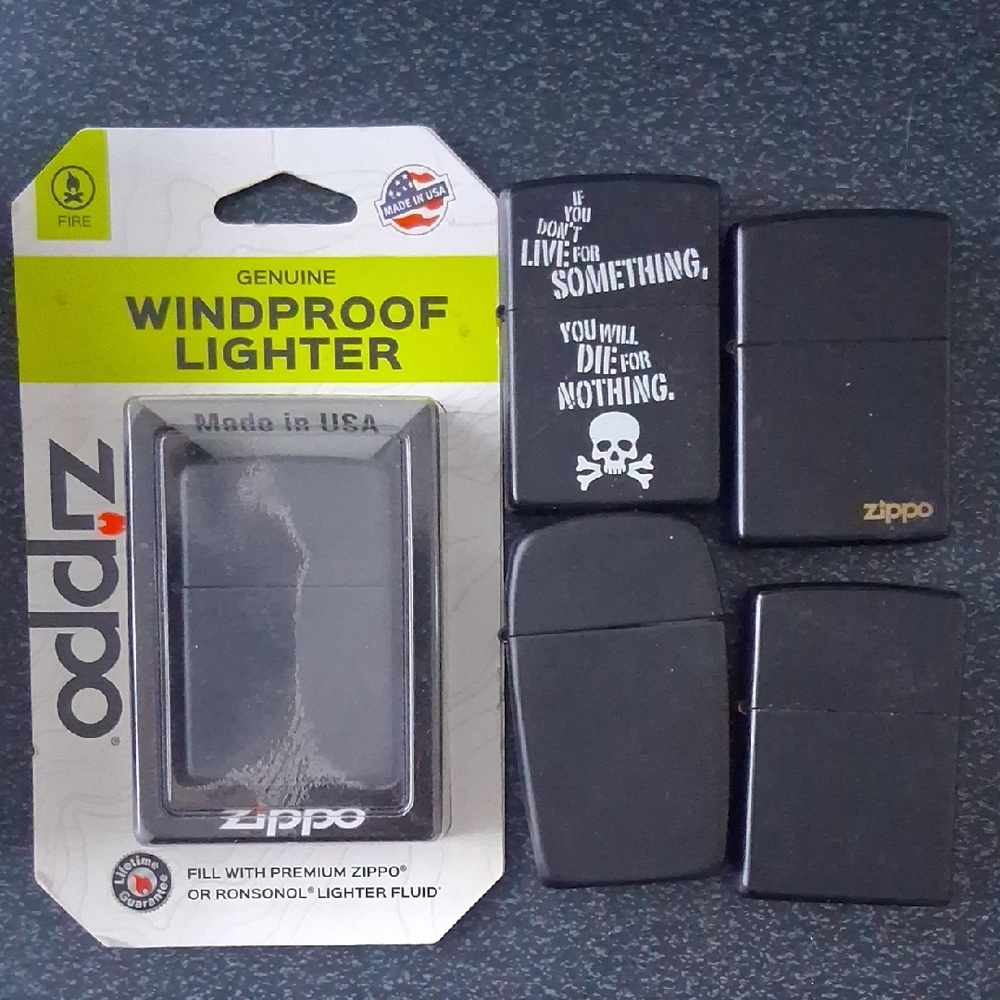 Zippo Black Windproof Lighter Mixed Set  lot with flints and wicks